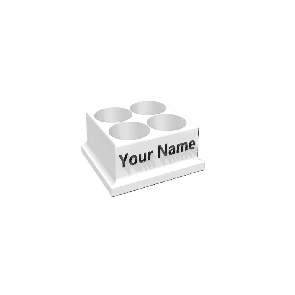 Znet3D Eye Drop Bottles Organizer & Storage 4-Slot Holder - Customize with Your own Business Name - Many Color Options