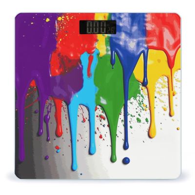 Paint Splatter Backdrop Weight Scale Digital Electronic Scales Bathroom Scale, Larg LCD Backlight Display, High Precision Measurements,Tempered Glass