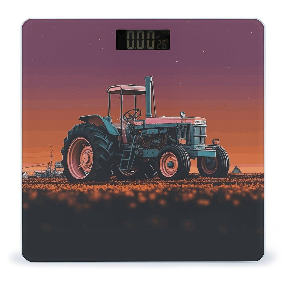 Aesthetic Tractor Weight Scale Digital Electronic Scales Bathroom Scale, Larg LCD Backlight Display, High Precision Measurements,Tempered Glass