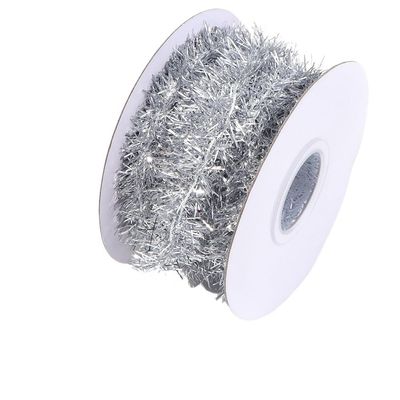 10Yards Glitter Christmas Tinsel Garland Metallic Foil Thin Christmas Mini Garland for Xmas Tree Party Wedding Decorations Craft Supplies(Silver)