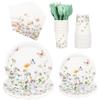 175 Pcs Wildflower Paper Plates and Napkins for 25 Guests view 1