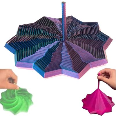 3D Printed Expanded Sensory Fidget Star, Fractal Fidget Hexagon with Handles, Colorful Whirling Spiral Design, 2025 New Star Shaped Fidget Star (F Type, Medium)