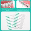 ACSKD 300 Pieces Interdental Brushes,Braces Brush with Silicone Head,Dental Tooth Flossing Toothpick Cleaners Tooth Tool, Blue view 4