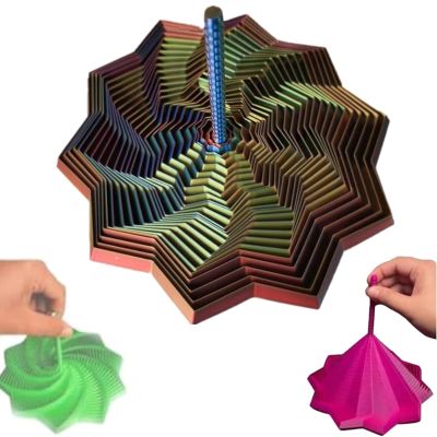 3D Printed Expanded Sensory Fidget Star, Fractal Fidget Hexagon with Handles, Colorful Whirling Spiral Design, 2025 New Star Shaped Fidget Star (H Type, Medium)