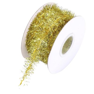 10Yards Glitter Christmas Tinsel Garland Metallic Foil Thin Christmas Mini Garland for Xmas Tree Party Wedding Decorations Craft Supplies(Light Gold)
