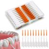 ACSKD 300 Pieces Interdental Brushes,Braces Brush with Silicone Head,Dental Tooth Flossing Toothpick Cleaners Tooth Tool, Orange view 1