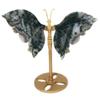 Natural Moss Agate Butterfly Wings Crystal with Stand, Hand Carved Healing Crystal Quartz Gemstone Figurine, Reiki Energy Stone for Home Office Tabletop Decor view 4