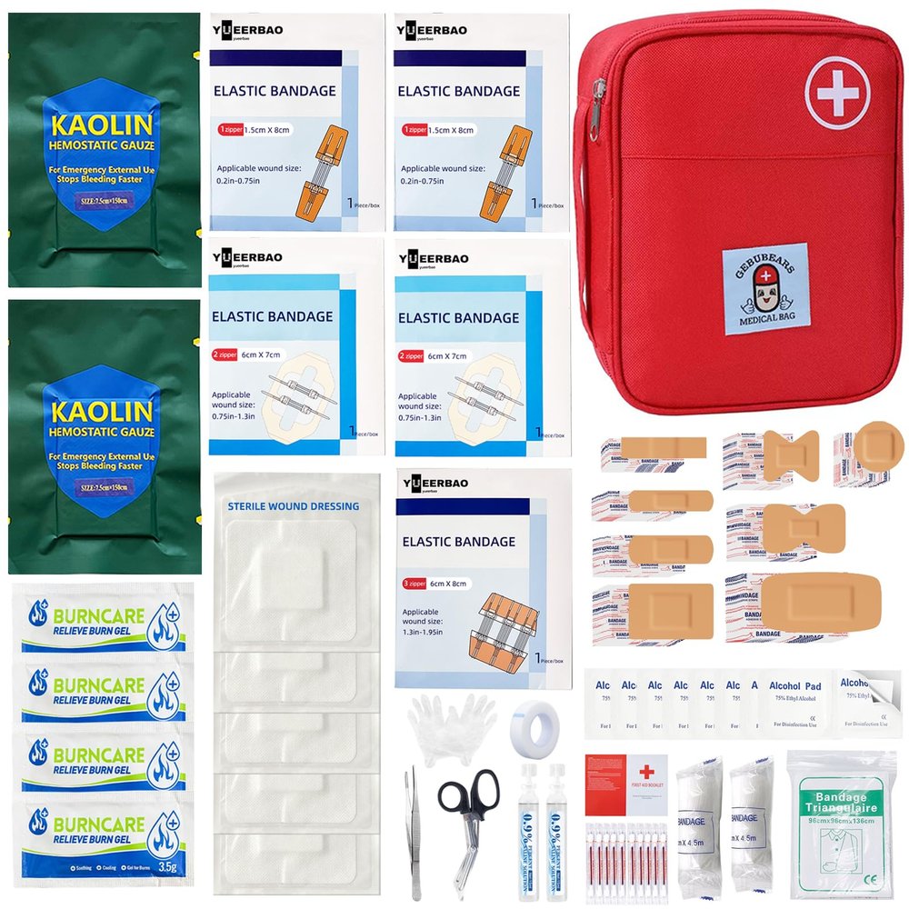 First Aid Kit for Car,Travel,Home- Includes Zip Stitch Wound Closure Strips