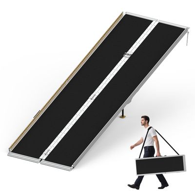FODINGHILL 7FT Wheelchair Ramp,800 LBS Capacity Portable Wheel Chair Ramp with Shoulder Strap,Aluminum Door Threshold Ramps for Home Steps, Curbs, Doorways, Car