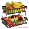 2 Tier Fruit Basket Racks Kitchen Counter Vegetable Rack Stand Organizer Holder,Compatible for Bread Snack Veggies(A Style) view 2