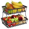 2 Tier Fruit Basket Racks Kitchen Counter Vegetable Rack Stand Organizer Holder,Compatible for Bread Snack Veggies(A Style) view 3