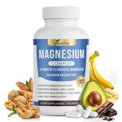8 Magnesium Complex for Women, Maximum Absorption* 1000mg Formula Supports Healthy Muscles, Bones, Nerves & Overall Body Functions, Premium Non-GMO Supplement, 90 Capsules