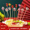100Pack Year of the Horse Fruit Bamboo Skewers,4.7In Holiday Appetiser Toothpicks with 10 Festive Designs for New Year Party Drinks,Charcuterie & Fruit Skewers,Christmas Decoration Supplies view 2
