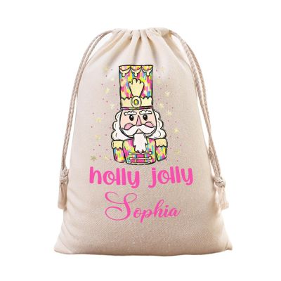 TailorYYCustomZ Personalized Drawstring Christmas Santa Bag, Colorful Snowflakes Custom Name Reusable Christmas Gift Bag for Xmas Package Storage and Party Supplies Favors L 1Pc