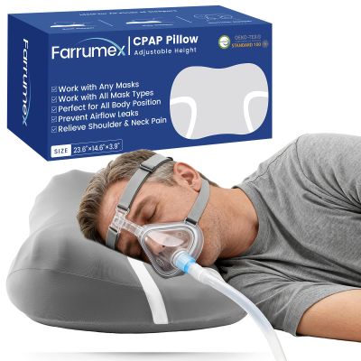 Farrumex CPAP Pillow for Side Sleeping | Contoured Cervical Memory Foam Pillow for Neck Support | Reduces Air Leaks and Mask Pressure | Ideal for Side, Back and Stomach Sleepers