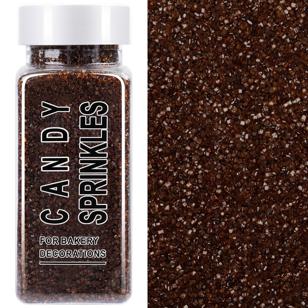 Brown Sanding Sugar Sprinkles, 4.6 oz Edible Sparkling Sugar Crystals for Baking Topping, Chocolate, Cupcakes, Cookies, Ice Cream & Cake Decorating, Fall Thanksgiving Halloween Christmas Supplies
