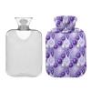 Purple Christmas Ornament Pattern Hot Bottle Water Bag with Soft Cover, 1L Water Bags for Neck Shoulder Warmer view 2