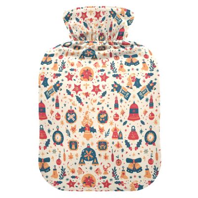 Christmas Pattern Silver Hot Waterbottle with Soft Cover, 1L Warm Compress for Arthritis