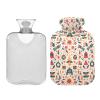 Christmas Pattern Silver Hot Waterbottle with Soft Cover, 1L Warm Compress for Arthritis view 2