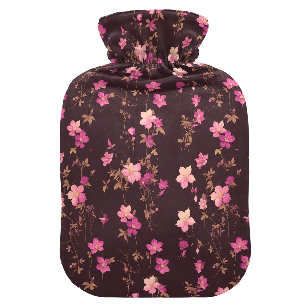 Blush Little Flowers Hot Bottle Water Bag with Soft Cover, 1L Warm Compress for Pain Relief