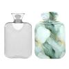 Marble White Green Hot-Water Bottle with Soft Cover, 1L Hot Compress Bag for Hot and Cold Therapies view 2