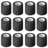 12 Pack Self-Adhesive Athletic Bandage Wrap 1 Inch x 5 Yards Black Elastic Cohesive Sports Tape Breathable for Wrist, Ankle, Knee Support - Ideal for Athletics, Workouts & Injury Recovery view 1