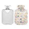 Christmas Pattern Silver Hot Water Bottle with Soft Cover, 1L Warmer Bag for Hot and Cold Therapies view 2