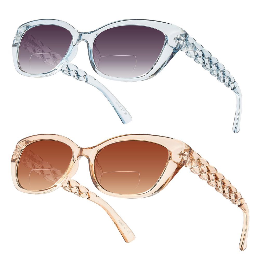 LADEESSE Reading Sunglasses for Women - Stylish Bifocal Sunglasses with Readers Built-in - UV400 Protection - 2 Pack +2.75