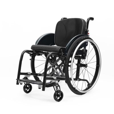 CFMAIF Aluminium Alloy Folding Portable Wheelchair, Lightweight Sports Manual Chair, Removable Tires, Anti-Tip Wheels, for Boarding Travelling(Black,42cm/16.5in Seat)