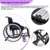 CFMAIF Aluminium Alloy Folding Portable Wheelchair, Lightweight Sports Manual Chair, Removable Tires, Anti-Tip Wheels, for Boarding Travelling(Black,42cm/16.5in Seat) view 3