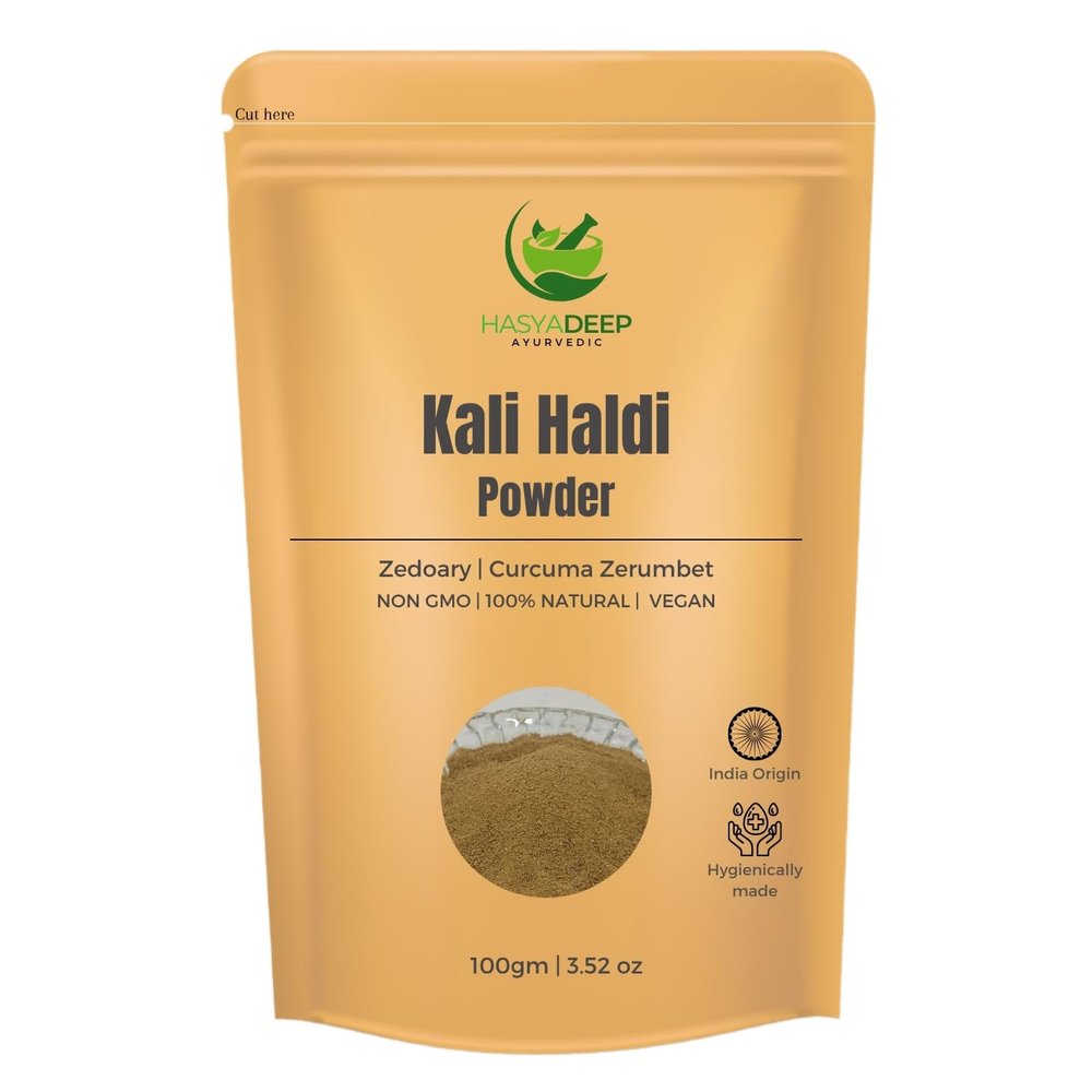 Hasyadeep Kali Haldi Powder | Curcuma zerumbet | Zedoary Root | Narkachur | Black Turmeric Powder (100gm/3.52oz)