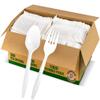 Plasticpro Silverware Cutlery Combo Set 500 Plastic Teaspoons & 500 Plastic Forks Medium Weight Disposable Silverware White (1000 Count Total) view 1