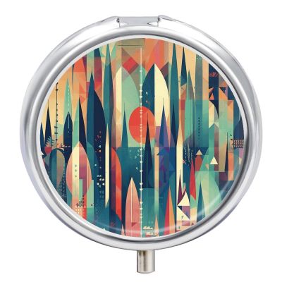 Medicine Box 3 Compartment Pill Box Assorted Colorful Shapes Printed Round Multi Function Pill Box for Vitamins Fish Oil