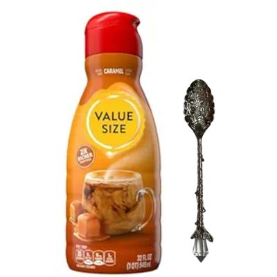 Premium Liquid Coffee Creamer 32 fl oz Bottles of Creamy Smooth Non-Dairy Coffee Creamer with Dumbass Coffee Gem Spoon (Caramel) Gem Spoon