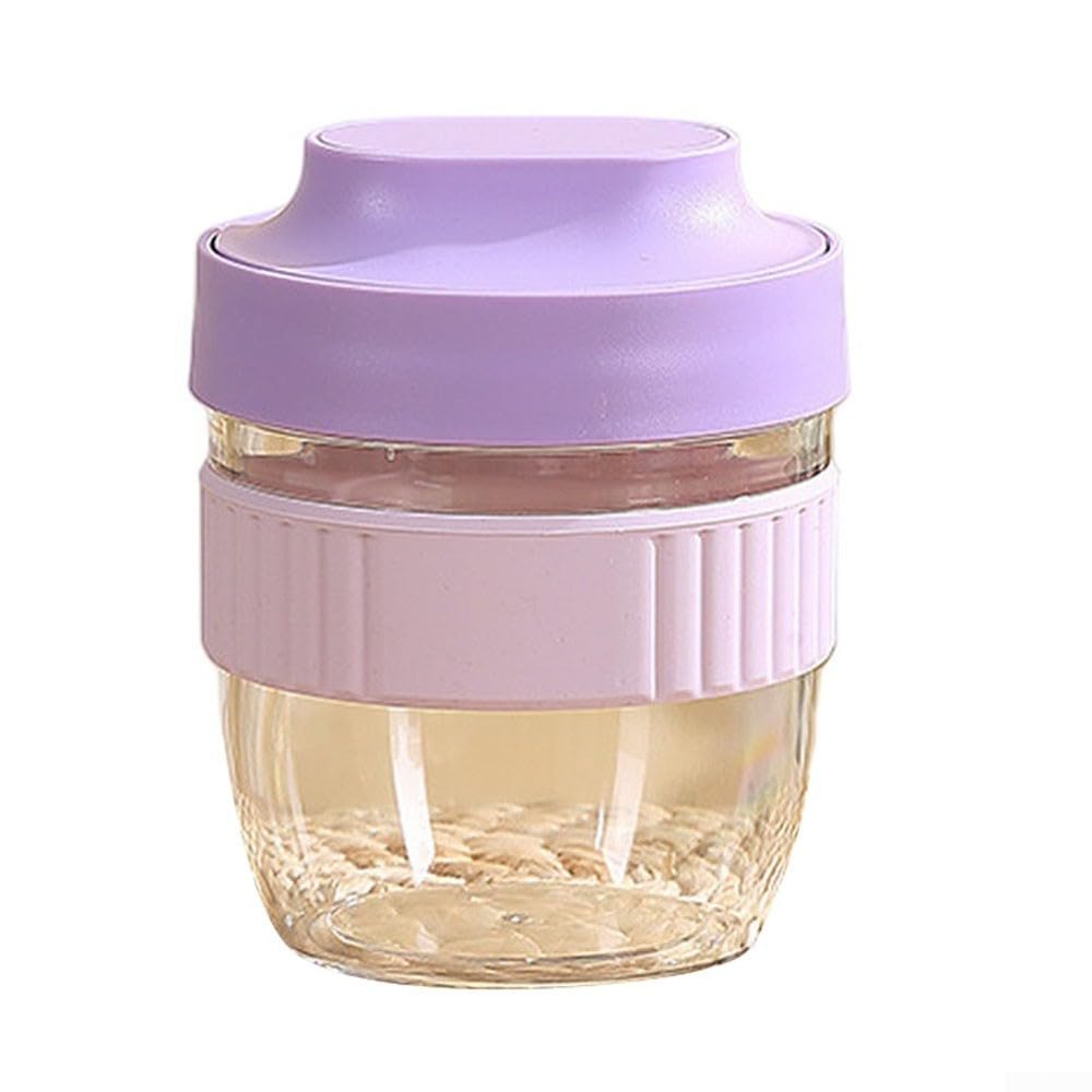 Reusable plastic fruit cup with lid and spoon for For Breakfast and meal prep, leak proof container safe for microwave and dishwasher, designed to keep food fresh and secure (Purple)