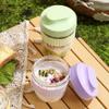 Reusable plastic fruit cup with lid and spoon for For Breakfast and meal prep, leak proof container safe for microwave and dishwasher, designed to keep food fresh and secure (Purple) view 4