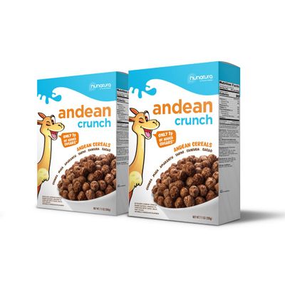 Andean Crunch: Superfood Cereal 2-Pack (10.5 oz Each) 6 Superfoods, Protein, Fiber Low Added Sugar (2g) Vegan, Gluten-Free Chocolate