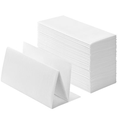 100-Pack Linen-Feel White Napkins, 16"x16" Dinner Napkins for Restaurant, Party, Kitchen Or Event, Bookfolded Guest Towel for Bathroom, Guestroom Or Vanity.