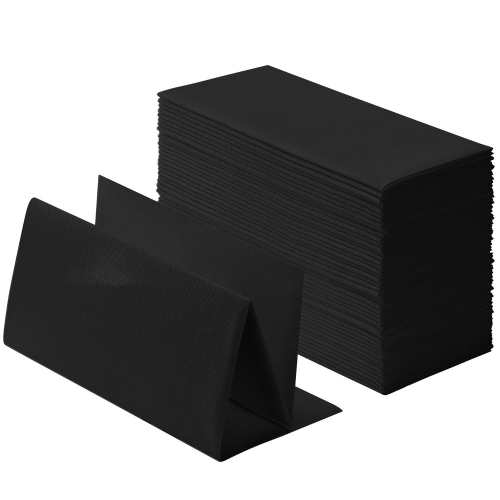 100-Pack Linen-Feel Black Napkins, 16"x16" Dinner Napkins for Restaurant, Party, Kitchen Or Event, Bookfolded Guest Towel for Bathroom, Guestroom Or Vanity.