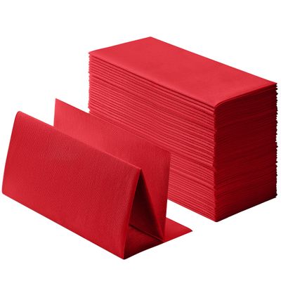 100-Pack Linen-Feel Red Napkins, 16"x16" Dinner Napkins for Restaurant, Party, Kitchen Or Event, Bookfolded Guest Towel for Bathroom, Guestroom Or Vanity.
