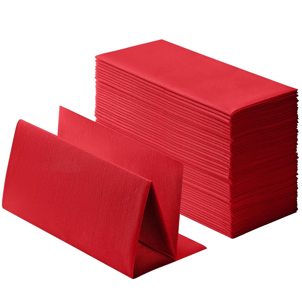 100-Pack Linen-Feel Red Napkins, 16"x16" Dinner Napkins for Restaurant, Party, Kitchen Or Event, Bookfolded Guest Towel for Bathroom, Guestroom Or Vanity.