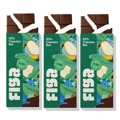 Figa Foods 63% Pure Cupuau Bar - Date Sweetened, Vegan, Gluten Free, Caffeine Free, Only 3 Ingredients - Chocolate's Brazilian Cousin [60g] - 3 Pack