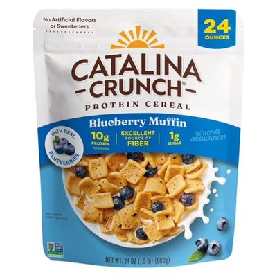 Catalina Crunch Protein Cereal Blueberry Muffin Keto, Gluten Free, No Added Sugar, High Protein Big 24 oz Family Size Bag, Low Carb Breakfast Cereal