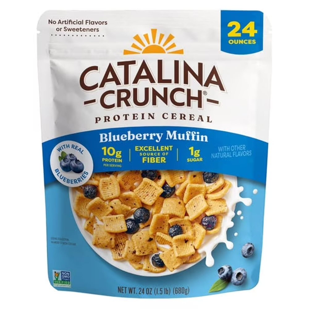 Catalina Crunch Protein Cereal Blueberry Muffin Keto, Gluten Free, No Added Sugar, High Protein Big 24 oz Family Size Bag, Low Carb Breakfast Cereal