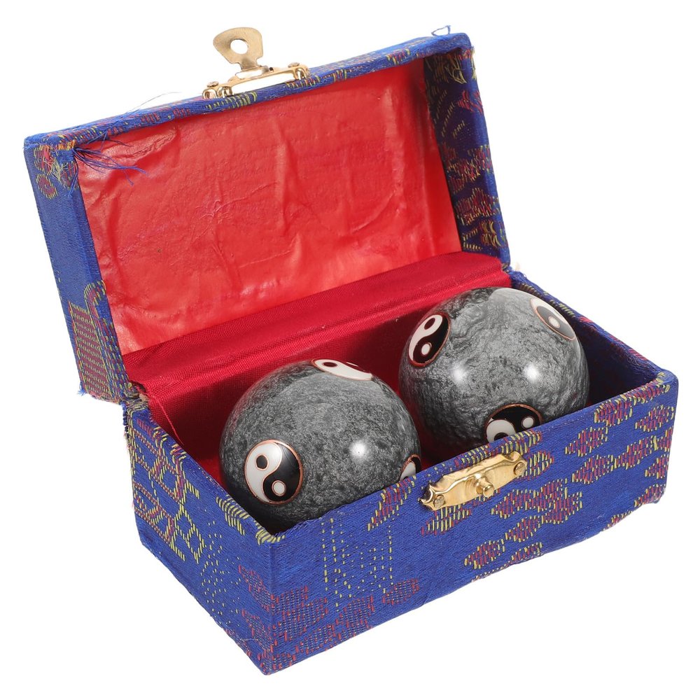 1 Pair Tai Chi Yin Yang Baoding Balls - Traditional Hand Exercise Massage Balls Chinese Hand Massage Sphere Sensory Grip Strength Training Supplies