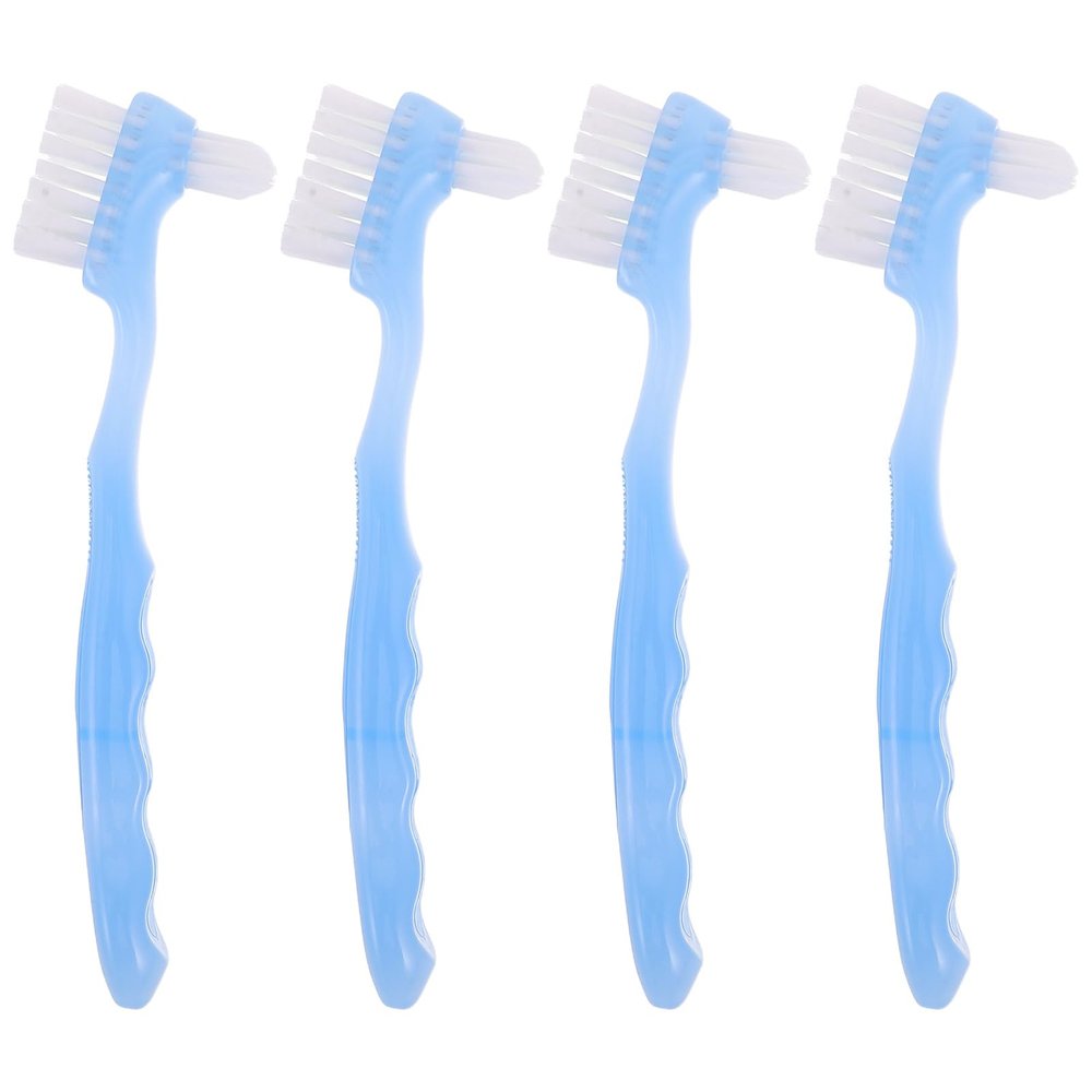 4pcs Small Denture Cleaning Brushes - Double Sided Toothbrush for Retainer Cleaning - Dental Care Products Gum Brushes for Elderly Denture Treatment