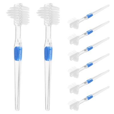 8pcs Double Sided Denture Cleaning Brush Plastic Hard Toothbrush for Fake Teeth Deep Cleaning - for Daily Oral Clean Travel Home Use