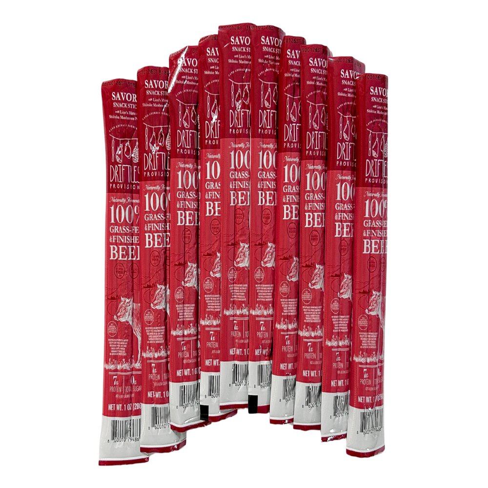 Driftless Provisions Savory Grass-fed Beef Snack Sticks - No Synthetic Nitrates, Free of MSG, BHT & Soy, Gluten-free, Paleo, Keto, 10 Pack