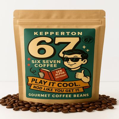 Kepperton 67 Coffee - Six Seven Medium Roast Whole Beans Funny Gag for Parents & Coffee Lovers, Vintage Humor Blend, Unique School Teacher Basket Filler