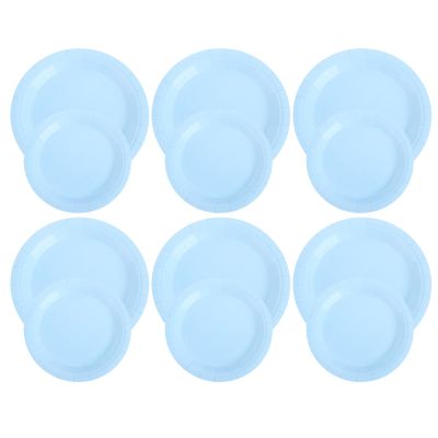 100pcs Paper Plates Disposable: 7-Inch 9-Inch Blue Paper Plates - Party Serving Dishes For Desserts Appetizers Snacks For Weddings Picnics